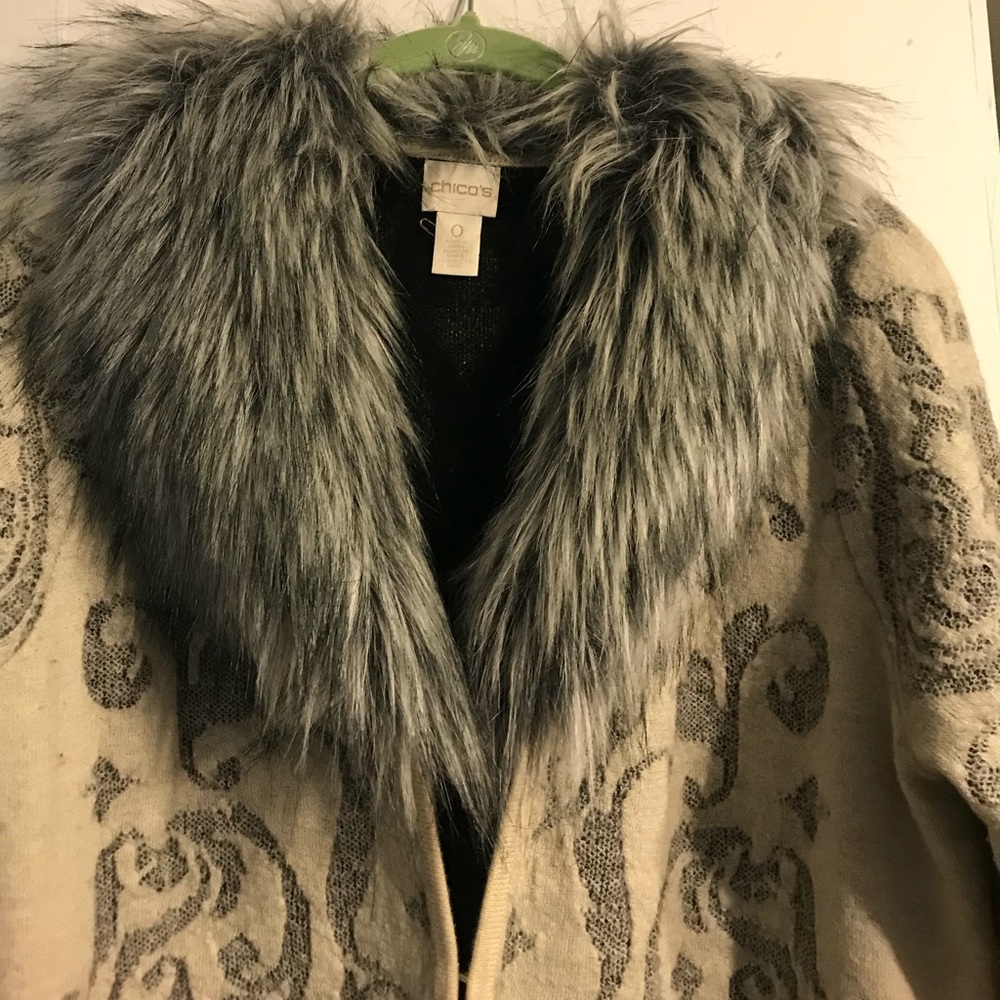 Sweater Jacket, fake fur collar from Chico’s